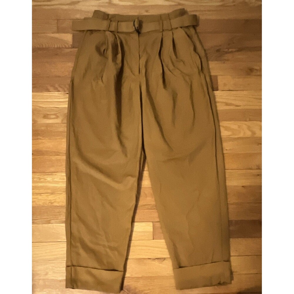 Women’s Elizabeth And James pleated Trouser Pants Mustard Belted Size 8